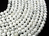White Howlite Beads, Faceted Round, 8mm, 15 Inch-BeadXpert