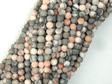 Matte Pink Zebra Jasper, 4mm, Round Beads-BeadXpert