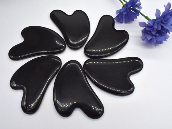 Black Obsidian Gua Sha Tool, Facial Massage Board-Gems:Assorted Shape-BeadXpert