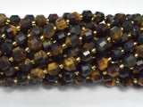 Blue Yellow Tiger Eye, 8mm Faceted Prism Double Point Cut-Gems: Round & Faceted-BeadXpert