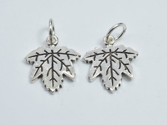 1pcs 925 Sterling Silver Charm, Maple Leaf Charm, 14x13mm-Metal Findings & Charms-BeadXpert
