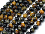 Blue / Yellow Tiger Eye, 8mm (8.3mm) Round Beads-Gems: Round & Faceted-BeadXpert