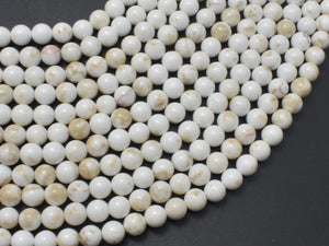 White Howlite, Round, 6mm, 15.5 Inch-BeadXpert