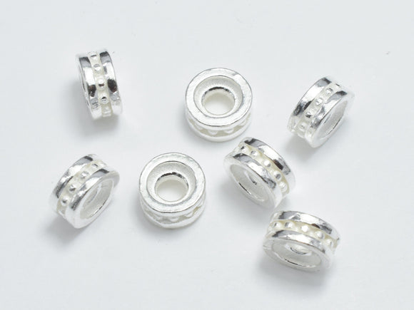 10pcs 925 Sterling Silver Beads, 5mm Rondelle Beads, Big Hole Spacer Beads, 5x2.4mm-BeadXpert
