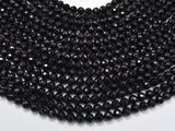 Black Tourmaline Beads, 6mm (6.6mm) Faceted Round-Gems: Round & Faceted-BeadXpert
