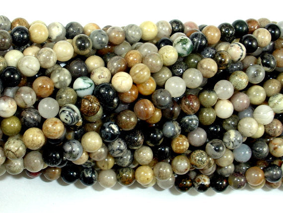Silver Leaf Jasper Beads, 4mm (4.4 mm)-Gems: Round & Faceted-BeadXpert