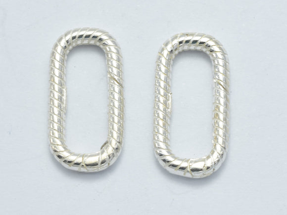 1pc 925 Sterling Silver Twisted Oval Clasp, Spring Gate Oval Clasp 17x9mm-BeadXpert