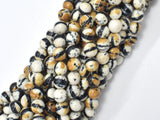 Rain Flower Stone, Creamy White, Black, 6mm Round Beads-Gems: Round & Faceted-BeadXpert