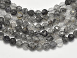 Black Rutilated Quartz Beads, 3mm (2.8mm) Faceted Micro Round-Gems: Round & Faceted-BeadXpert