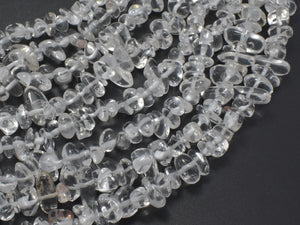 Clear Quartz, 4mm - 9mm Pebble Chips Beads, 33 Inch-Gems:Assorted Shape-BeadXpert