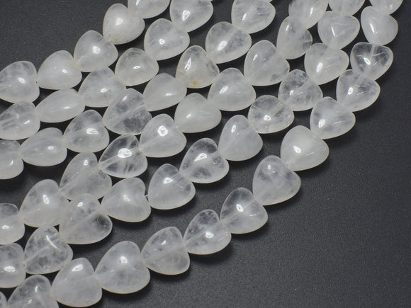 Clear Quartz 10mm Heart Beads, 14.5 Inch-BeadXpert