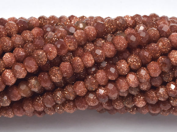 Goldstone Beads, 2x2.9mm Micro Faceted Rondelle-Gems:Assorted Shape-BeadXpert