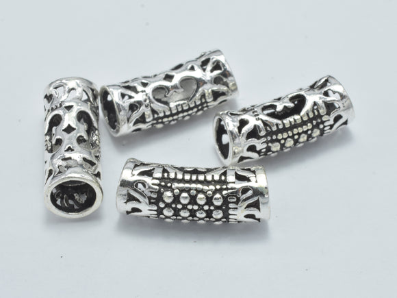 2pcs 925 Sterling Silver Tube-Antique Silver, Filigree Curved Tube, 5.5x14mm-Metal Findings & Charms-BeadXpert