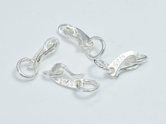 4pcs 925 Sterling Silver Clasp, S Hook, 10x5mm-Metal Findings & Charms-BeadXpert