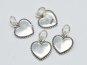 2pcs 925 Sterling Silver Charm-Antique Silver, Heart Charm, 12mm-BeadXpert