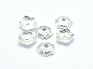 20pcs 5.6mm 925 Sterling Silver Bead Caps, 5.6x1.6mm Flower Bead Caps-Metal Findings & Charms-BeadXpert