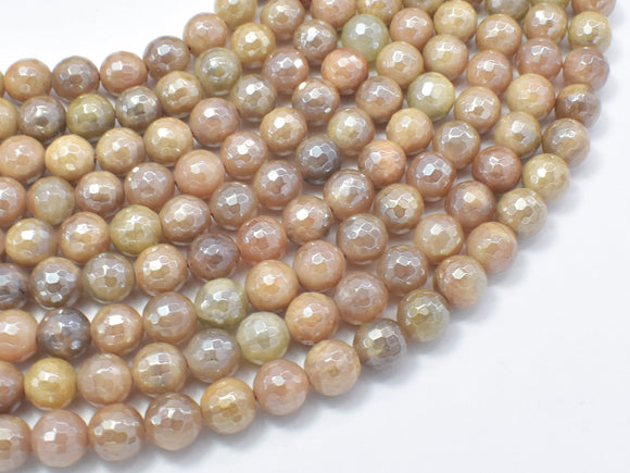 Mystic Coated Sunstone, 8mm Faceted Round Beads, AB Coated-Gems: Round & Faceted-BeadXpert