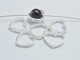 4pcs 925 Sterling Silver Heart Bead Frames, 12x11mm Heart-Metal Findings & Charms-BeadXpert