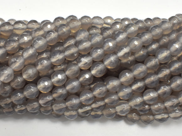 Gray Agate Beads, 6mm Faceted Round Beads-BeadXpert