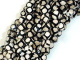 Tibetan Agate Beads-Black, White, 8mm Faceted Round Beads-Gems: Round & Faceted-BeadXpert