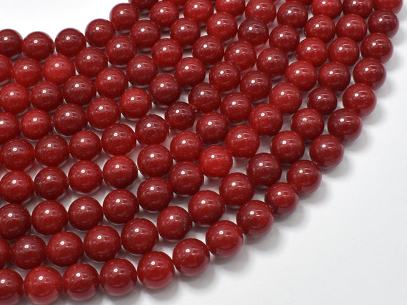 Jade Beads, Red, 8mm Round Beads-BeadXpert
