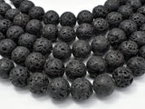 Black Lava Beads, 14mm Round Beads-Gems: Round & Faceted-BeadXpert