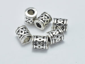 4pcs 925 Sterling Silver Beads-Antique Silver, 4.6x5.6mm Tube Beads-Metal Findings & Charms-BeadXpert