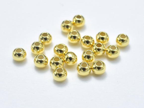 30pcs 24K Gold Vermeil 3mm Round Beads, 925 Sterling Silver Beads-Metal Findings & Charms-BeadXpert