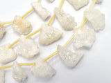 Raw Druzy Quartz Geode - White, Approx. 15x20mm Nugget-BeadXpert