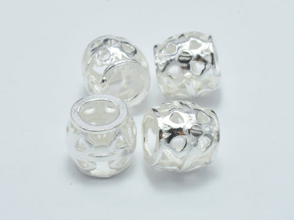 2pcs 925 Sterling Silver Beads, Filigree Drum Beads, Big Hole Spacer Beads, 7.6x7mm-Metal Findings & Charms-BeadXpert