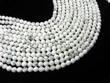 White Howlite Beads, Faceted Round, 8mm, 15 Inch-BeadXpert