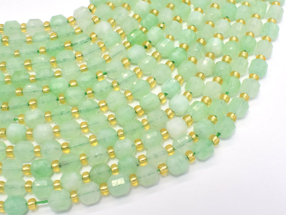 Green Quartz Beads, 6mm Faceted Prism Double Point Cut-Gems: Round & Faceted-BeadXpert