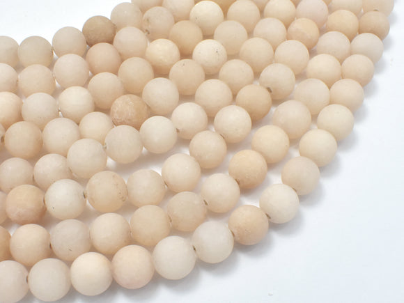 Matte Jade Beads, Cream White, 8mm (8.4mm) Round-Gems: Round & Faceted-BeadXpert