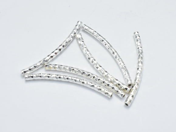 4pcs 925 Sterling Silver Faceted Curved Tube, Curved Tube, 1.5x25mm-Metal Findings & Charms-BeadXpert