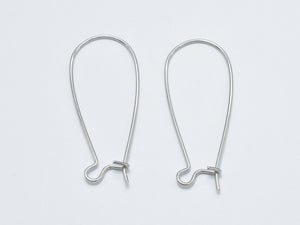 20pcs Kidney Earwire, Earring Hooks, Silver Plated, 33x14mm-Metal Findings & Charms-BeadXpert