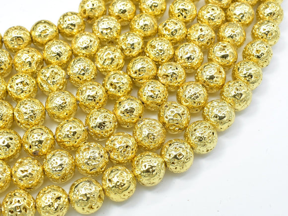 Lava-Gold Plated, 10mm (10.5mm) Round-Gems: Round & Faceted-BeadXpert