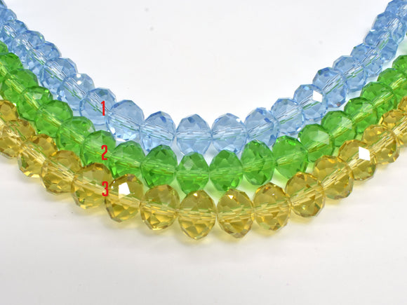 Crystal Glass Beads, 8x10mm Faceted Rondell, 7 Inch-Pearls & Glass-BeadXpert