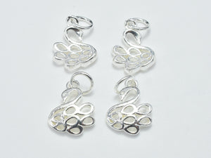 2pcs 925 Sterling Silver Charms, Swan Charm, 10x13mm-Metal Findings & Charms-BeadXpert