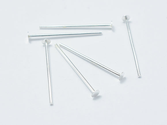 20pcs 925 Sterling Silver Head Pin, 15mm, 0.6mm(23gauge)-Metal Findings & Charms-BeadXpert