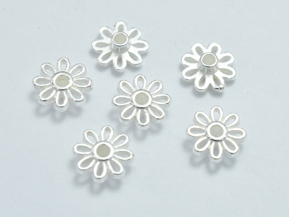 8pcs 925 Sterling Silver Beads - Flower, 7mm-BeadXpert