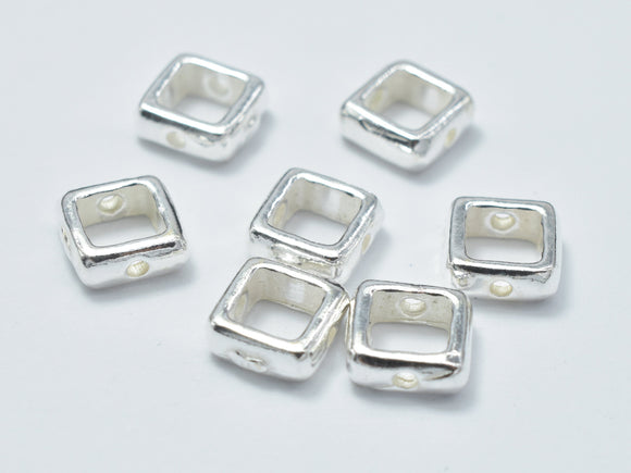 4pcs 925 Sterling Silver Square Bead Frames, 6.3mm-Metal Findings & Charms-BeadXpert
