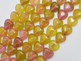 Jade - Yellow Pink 12mm Heart Beads-BeadXpert