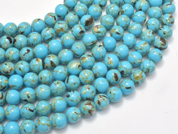 Shell Turquoise Howlite-Blue, 8mm (8.5mm), Round-BeadXpert