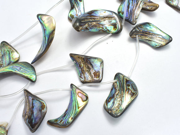 Abalone (18-25)x(28-35)mm Free Form Beads, Side Drilled, 14 Inch-BeadXpert