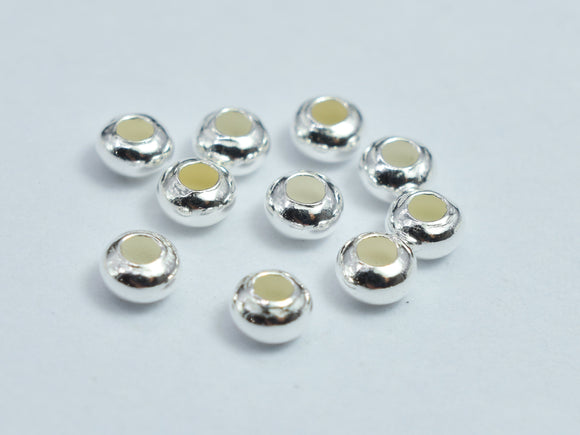 30pcs 925 Sterling Silver 3mm Rondelle Spacer Beads, Crimp Beads-BeadXpert