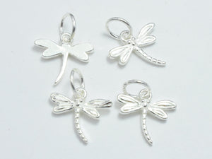 4pcs 925 Sterling Silver Charms, Dragonfly Charms, 12x11mm-BeadXpert