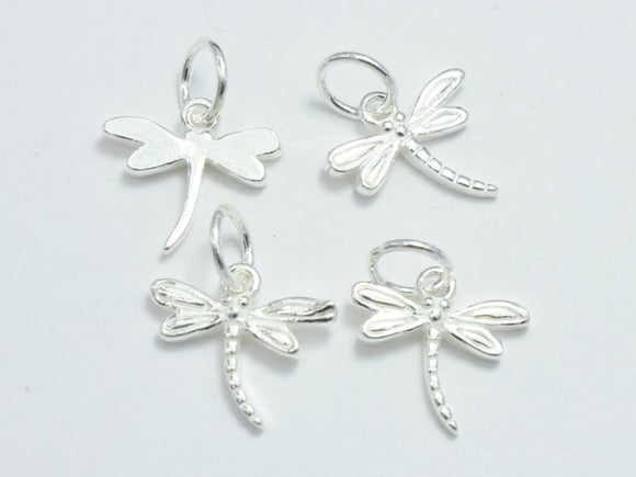 4pcs 925 Sterling Silver Charms, Dragonfly Charms, 12x11mm-BeadXpert