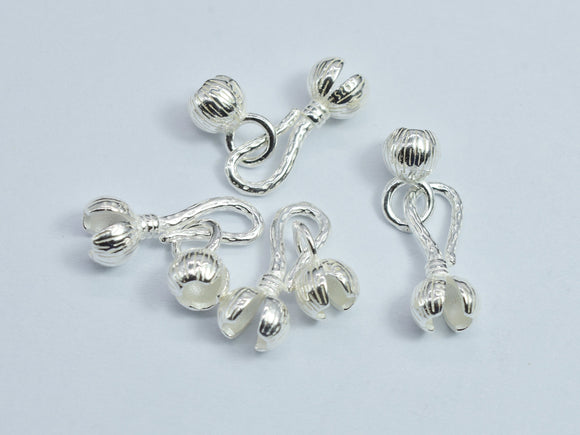 2sets 925 Sterling Silver 5mm Crimp End Caps with 10mm S Hook Clasp-BeadXpert