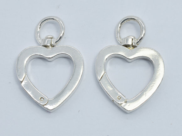 1pc 925 Sterling Silver Swivel Clasp, Spring Gate Heart Clasp 21x14mm-BeadXpert