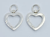 1pc 925 Sterling Silver Swivel Clasp, Spring Gate Heart Clasp 21x14mm-BeadXpert